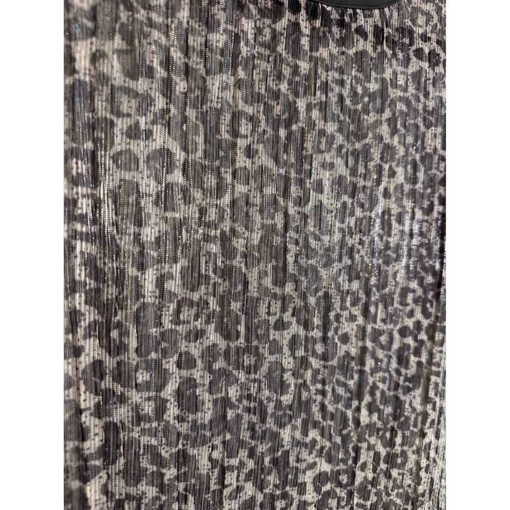 Bishop + Young Metallic Leopard Print Mesh Long Sleeve Top Large - Picture 2 of 7